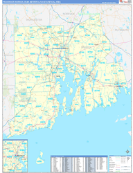 Providence-Warwick Metro Area Wall Map Basic Style 2024